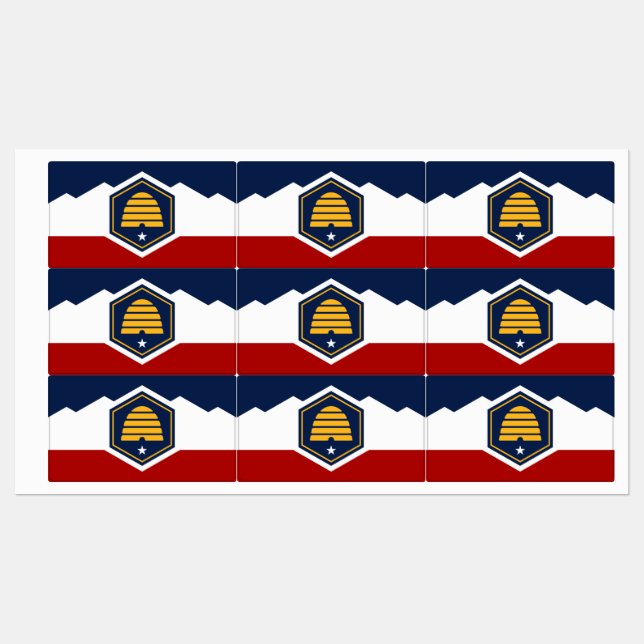 Patriotic labels with flag of Utah, USA (Sheet)