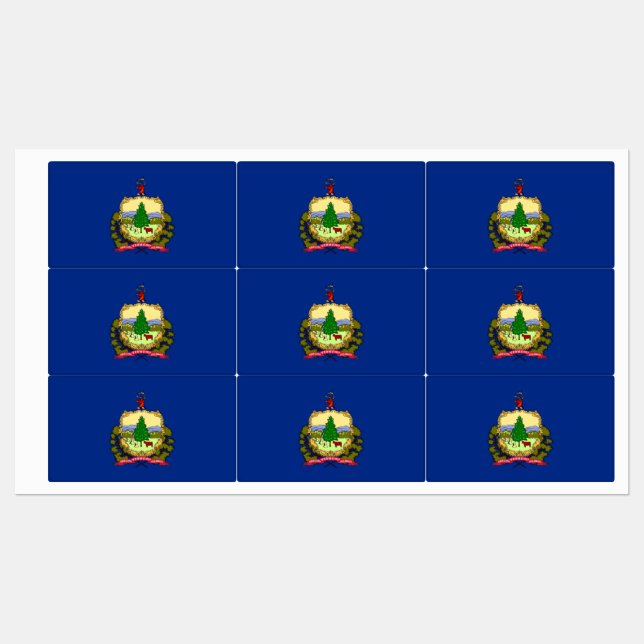 Patriotic labels with flag of Vermont State (Sheet)