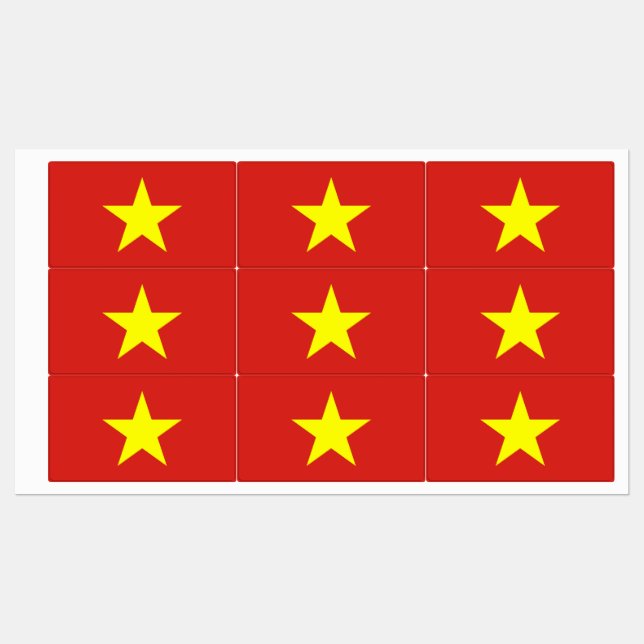 Patriotic labels with flag of Vietnam (Sheet)