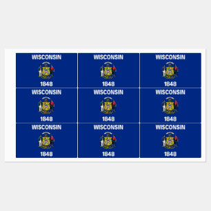 Patriotic labels with flag of Wisconsin State