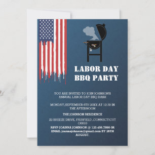 Patriotic Labour Day BBQ Party  Invitation