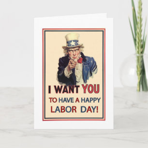 Patriotic Labour Day, Vintage Uncle Sam Card