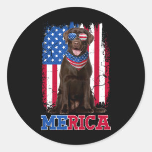 Patriotic Labrador 4th Of July Usa Patriotic Choco Classic Round Sticker