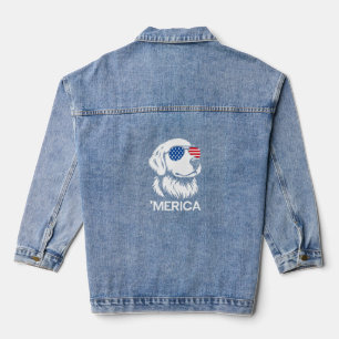 Patriotic Labrador American Flag Fourth of July Denim Jacket