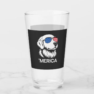 Patriotic Labrador American Flag Fourth of July Glass