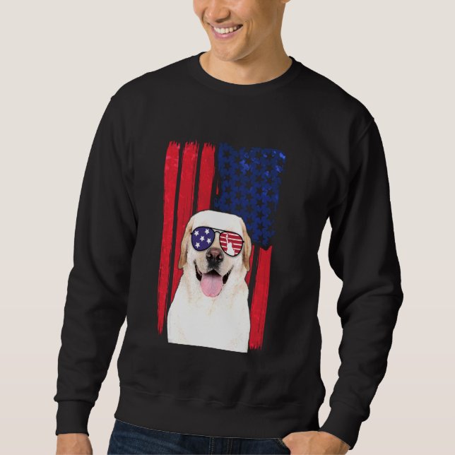 Patriotic Labrador Dog 4th Of July Usa American Fl Sweatshirt (Front)