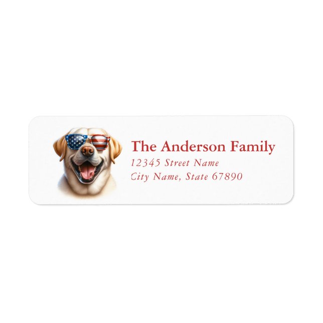 Patriotic Labrador Dog Return Address Labels (Front)