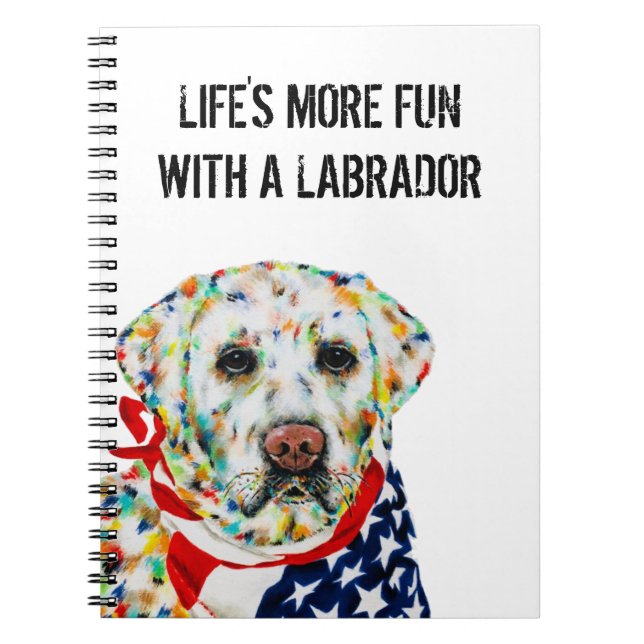 Patriotic Labrador Notebook 6.5" x 8.75" (Front)