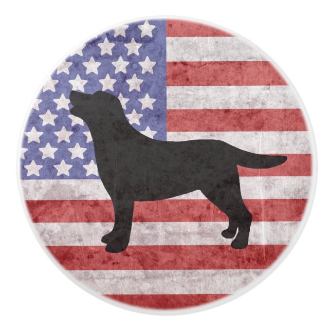 Patriotic Labrador Outline American Flag Knob (Front)