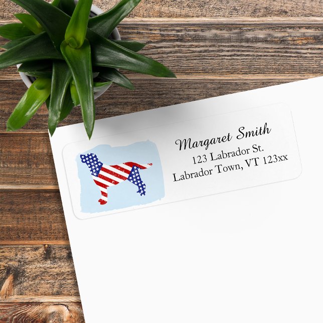 Patriotic Labrador Outline Return Address Label (Patriotic Labrador Outline Return Address Labels for Labrador Owners.  Stars and Stripes design.)