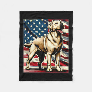 Patriotic Labrador Retriever American Flag 4th Of Fleece Blanket