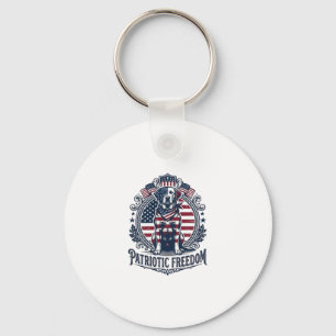 Patriotic Labrador Retriever Vector Graphic Tee_1 Key Ring