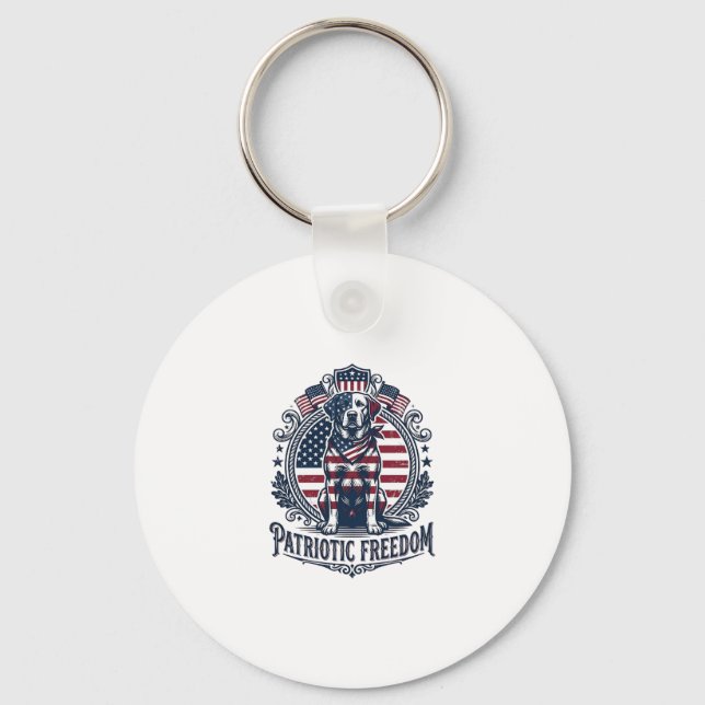Patriotic Labrador Retriever Vector Graphic Tee_1 Key Ring (Front)