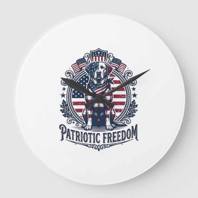 Patriotic Labrador Retriever Vector Graphic Tee_1 Large Clock (Front)