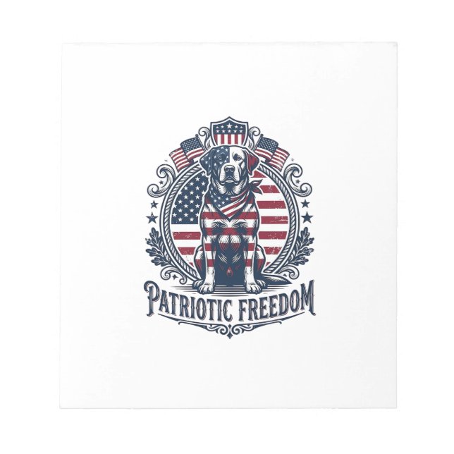 Patriotic Labrador Retriever Vector Graphic Tee_1 Notepad (Front)