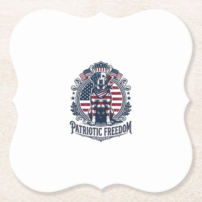 Patriotic Labrador Retriever Vector Graphic Tee_1 Paper Coaster (Front)