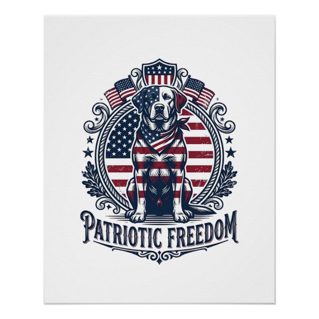Patriotic Labrador Retriever Vector Graphic Tee_1 Poster (Front)