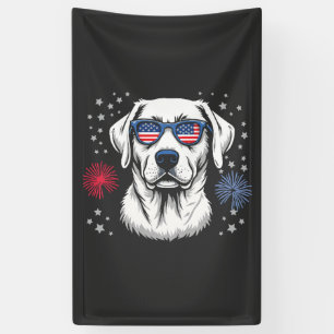 Patriotic Labrador with USA Shades Banner