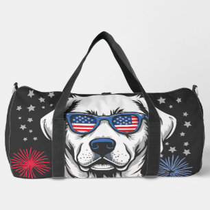 Patriotic Labrador with USA Shades Duffle Bag