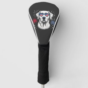Patriotic Labrador with USA Shades Golf Head Cover