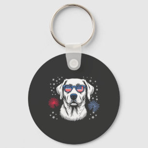 Patriotic Labrador with USA Shades Key Ring
