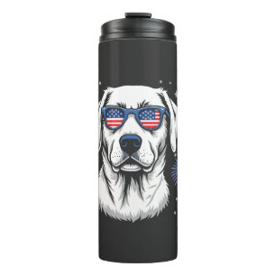 Patriotic Labrador with USA Shades Thermal Tumbler