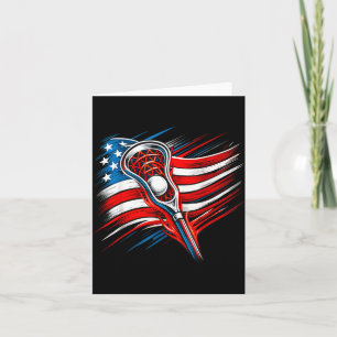 Patriotic Lacrosse Sports Lover 4th Of July Card