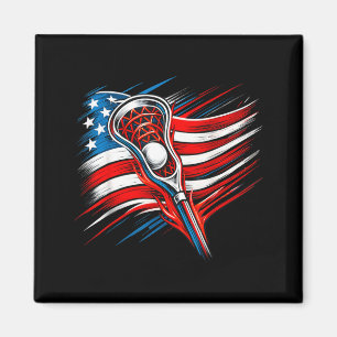Patriotic Lacrosse Sports Lover 4th Of July Magnet