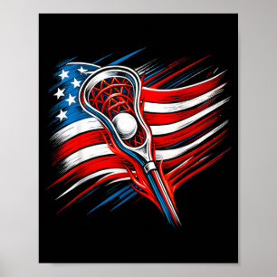 Patriotic Lacrosse Sports Lover 4th Of July Poster