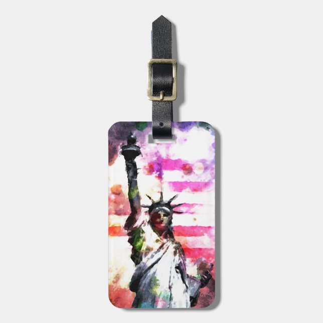 Patriotic Lady of Liberty Luggage Tag (Front Vertical)