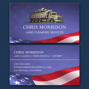 Patriotic Land Clearing Services Truck  Business Card