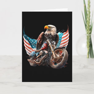 Patriotic Ld Eagle Fathers Day Motorcycle Usaflag  Card