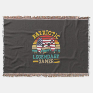 Patriotic Legendary Gamer American Independence Throw Blanket