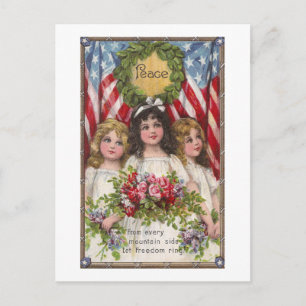 Patriotic Liberty Girls Postcard
