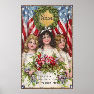Patriotic Liberty Girls Poster