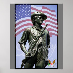 Patriotic Liberty Minuteman with Defense Emblem Poster