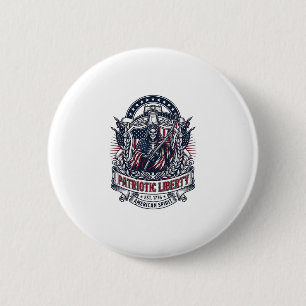 Patriotic Liberty Reaper Dark Patriot Skeleton & R 6 Cm Round Badge