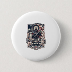 Patriotic Liberty Reaper Dark Patriot Skeleton & R 6 Cm Round Badge