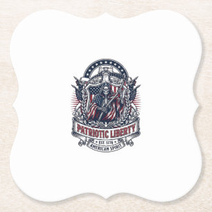 Patriotic Liberty Reaper Dark Patriot Skeleton & R Paper Coaster