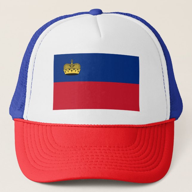 Patriotic Liechtenstein Flag Trucker Hat (Front)