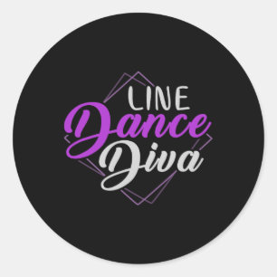 Patriotic Line Dancing Diva Women Gift Line Dance Classic Round Sticker