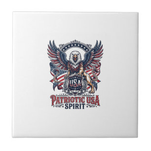 Patriotic Lion Eagle Guardian Animal Hybrid Patrio Ceramic Tile