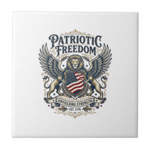 Patriotic Lion Eagle Guardian Animal Hybrid Patrio Ceramic Tile