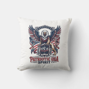 Patriotic Lion Eagle Guardian Animal Hybrid Patrio Cushion