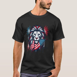 Patriotic Lion Funny 4th of July Independence Day T-Shirt
