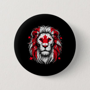 Patriotic Lion Maple Leaf Flag Canada Day Canadian 6 Cm Round Badge