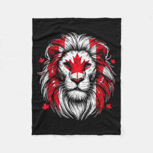 Patriotic Lion Maple Leaf Flag Canada Day Canadian Fleece Blanket