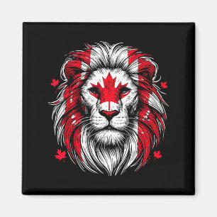 Patriotic Lion Maple Leaf Flag Canada Day Canadian Magnet