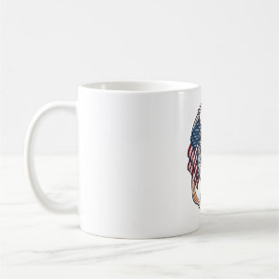 Patriotic Lion with American Flags Vintage Coffee Mug