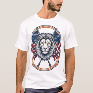 Patriotic Lion with American Flags Vintage T-Shirt